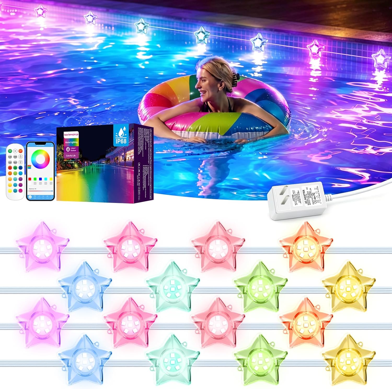 Pool Light Solar Rechargeable - Zonne-zwembadverlichting voor alle seizoenen, meerkleurig
