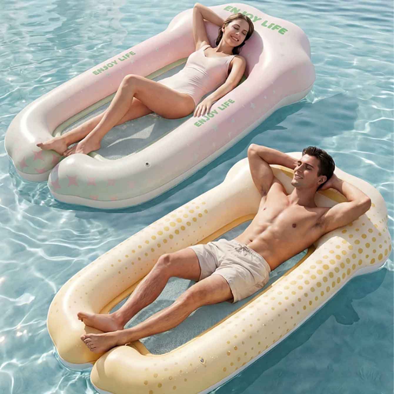 Pool Lounger Inflatable - Opblaasbare waterhangmat zwembadvlot, opblaasbare zonnebank zwembadvlot,