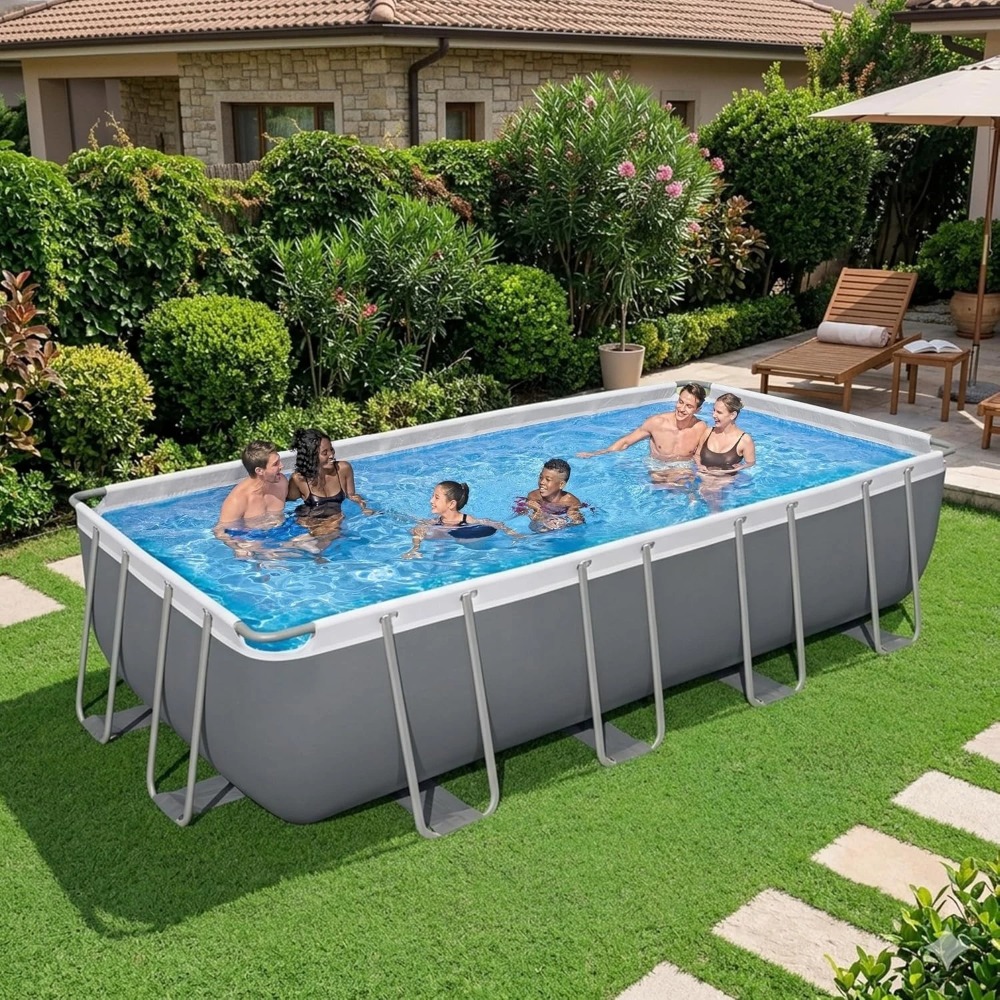 Pool Ladder Above Ground - Rechthoekig bovengronds zwembad met metalen frame,