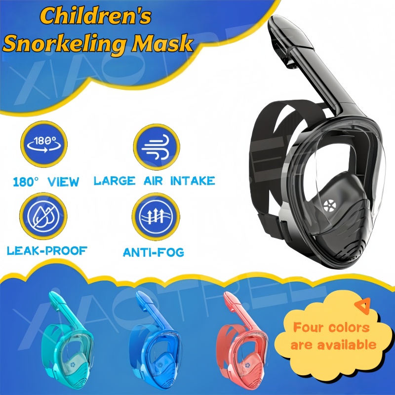 Snorkel Mask Full Face - Volledig gezichtsnorkelmasker voor kinderen, anti-condens, anti-lek,
