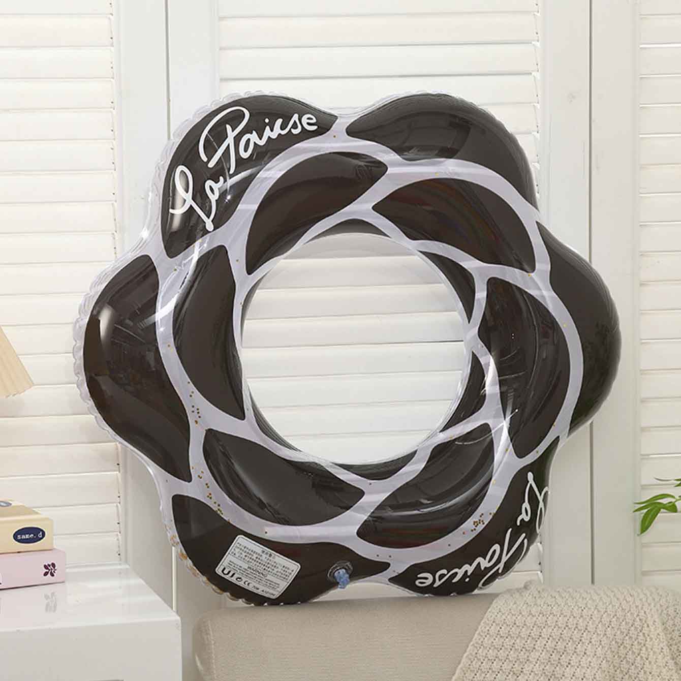 1PC roze zwarte bloem opblaasb - Pool Float Ring Inflatable recensie en prijs